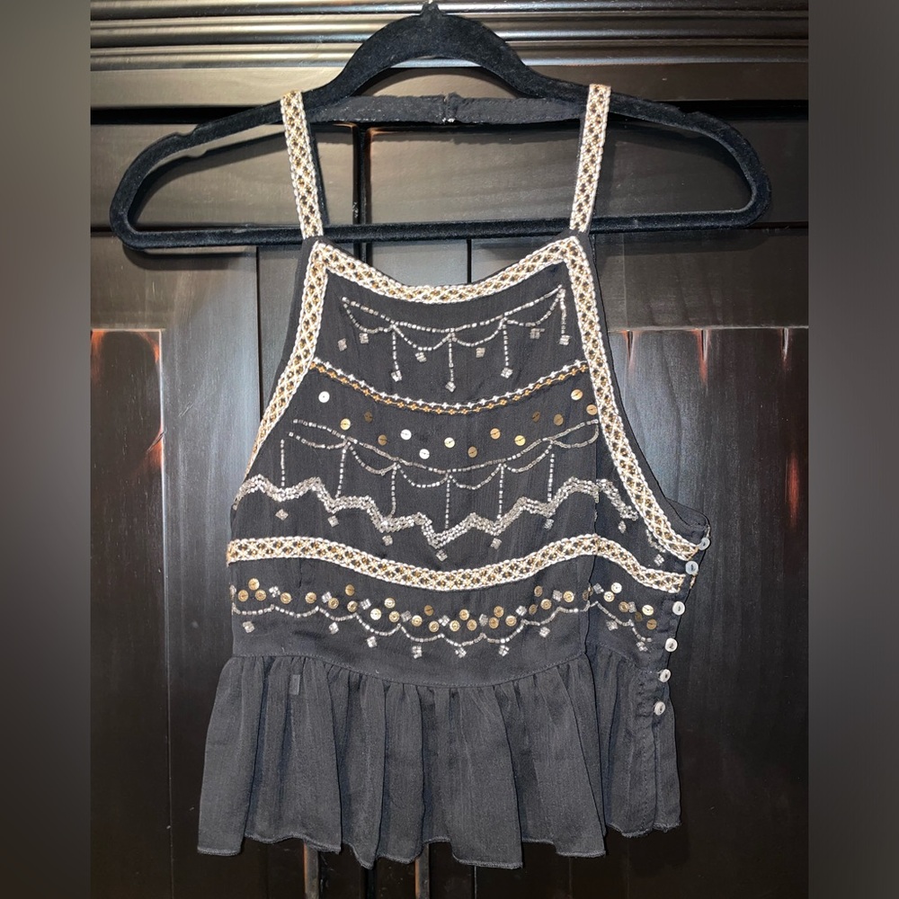 Free People Beaded Halter Top Size S